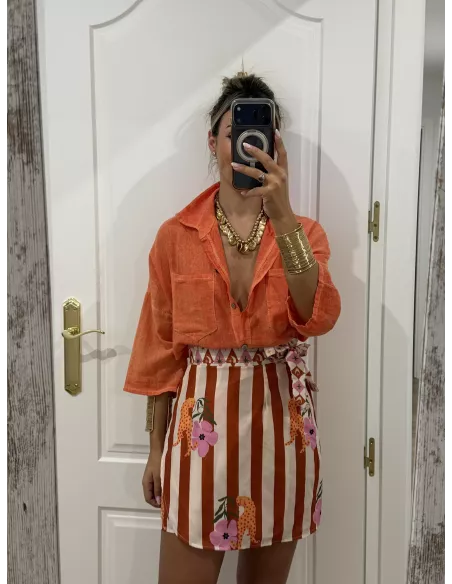 Falda pareo Santorini rayas teja