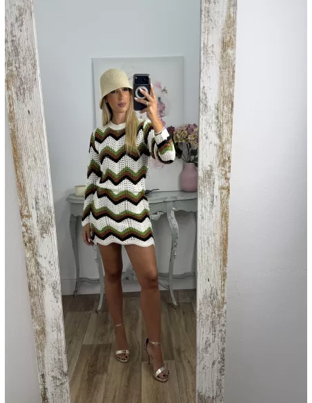 Vestido Sicilia de hilo tono verde