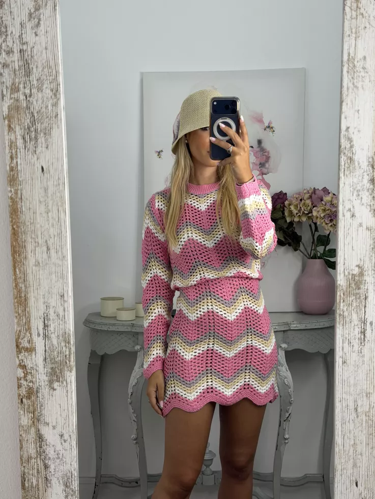Vestido Sicilia de hilo tono rosa