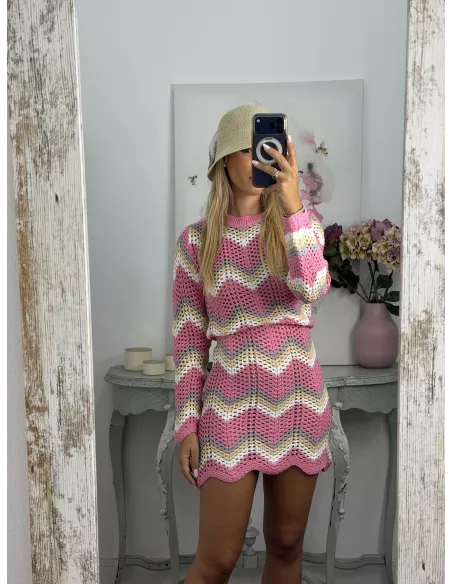 Vestido Sicilia de hilo tono rosa