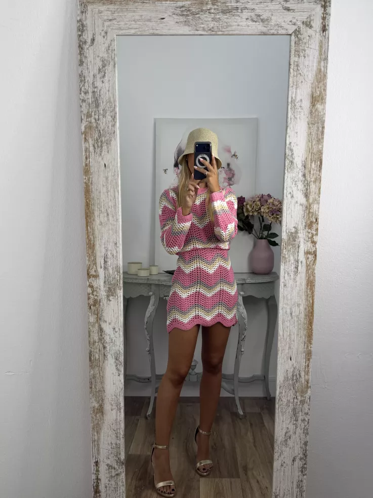 Vestido Sicilia de hilo tono rosa