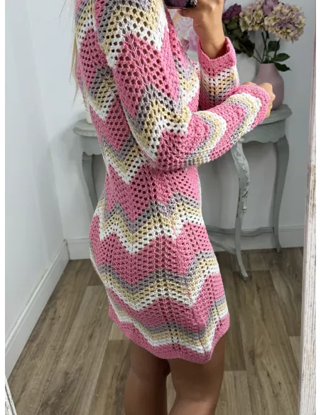 Vestido Sicilia de hilo tono rosa