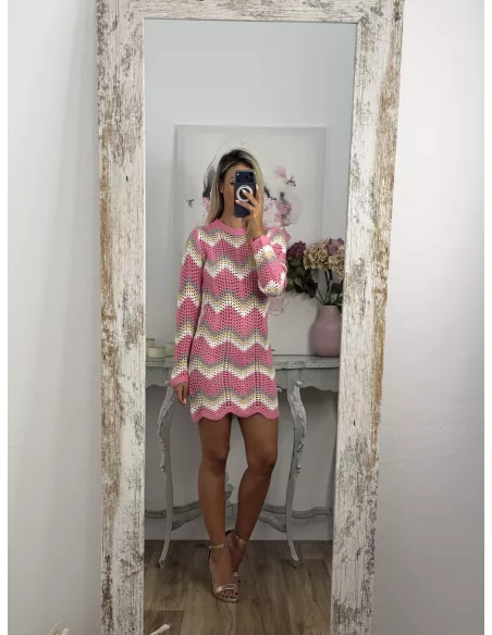 Vestido Sicilia de hilo tono rosa