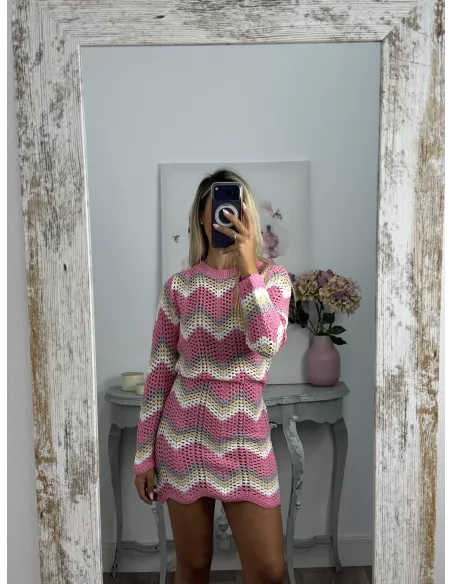 Vestido Sicilia de hilo tono rosa