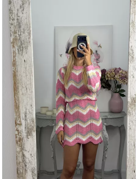 Vestido Sicilia de hilo tono rosa
