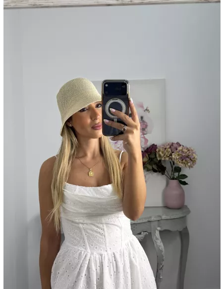 Gorro playero beige