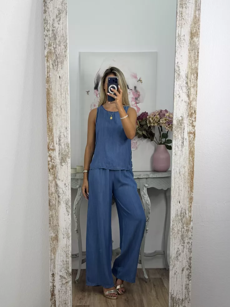 Top botones denim oscuro