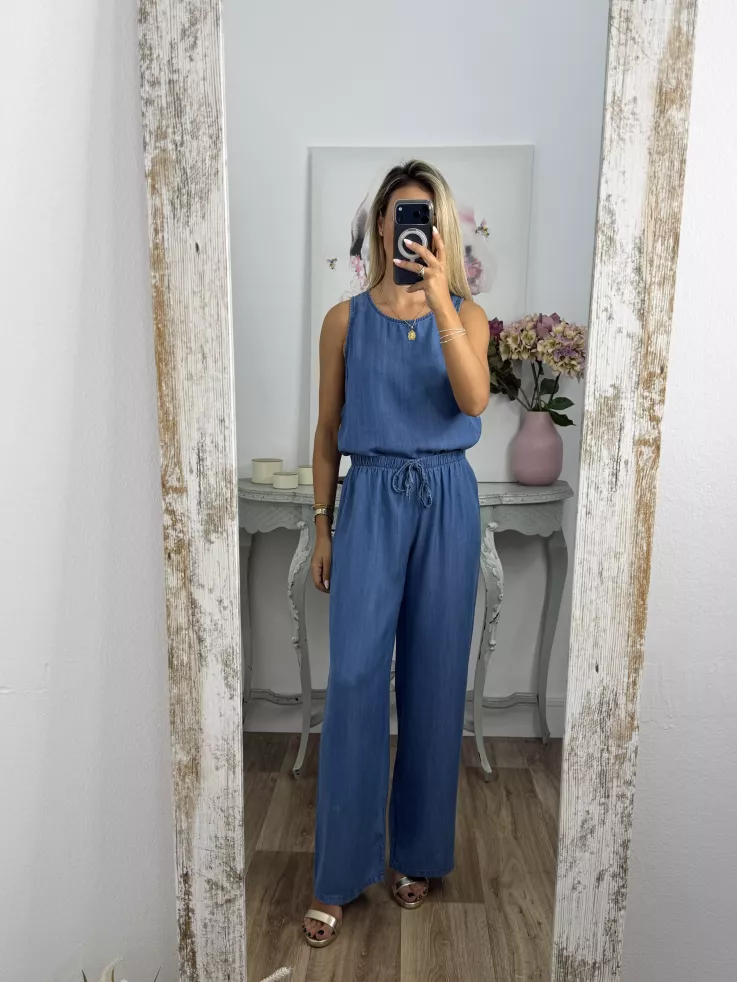 Top botones denim oscuro
