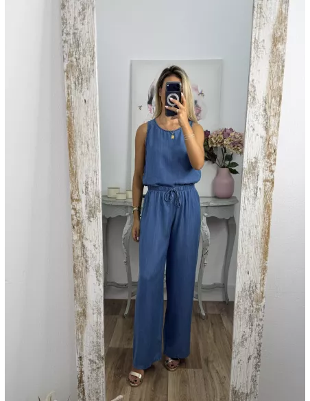 Top botones denim oscuro