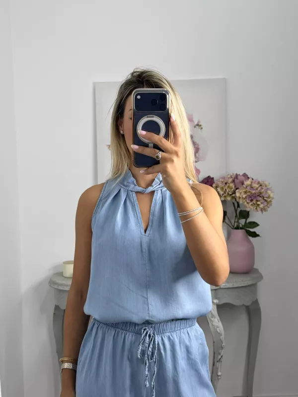 Top perkins denim claro