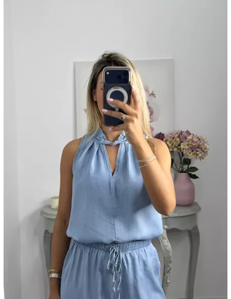 Top perkins denim claro
