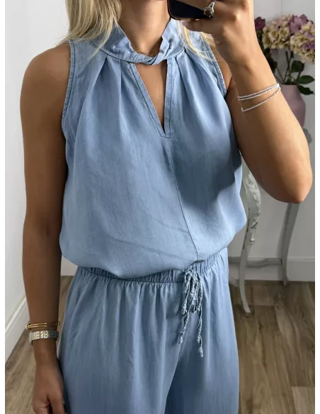 Top perkins denim claro