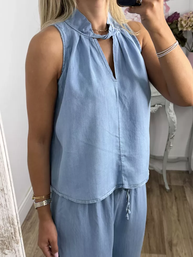 Top perkins denim claro