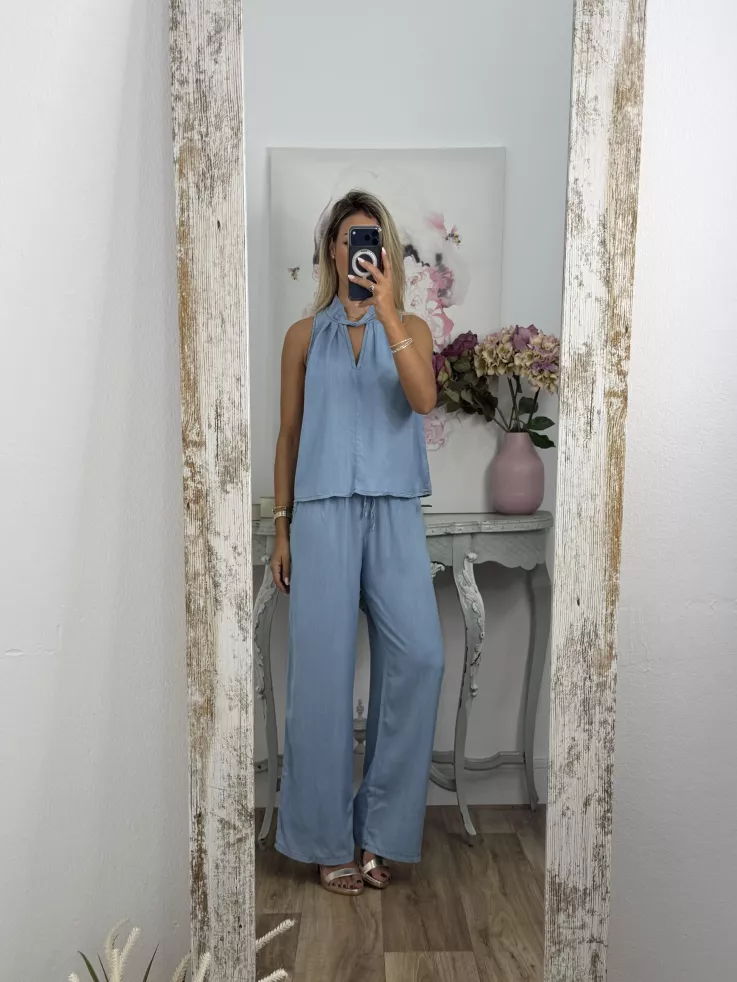 Top perkins denim claro
