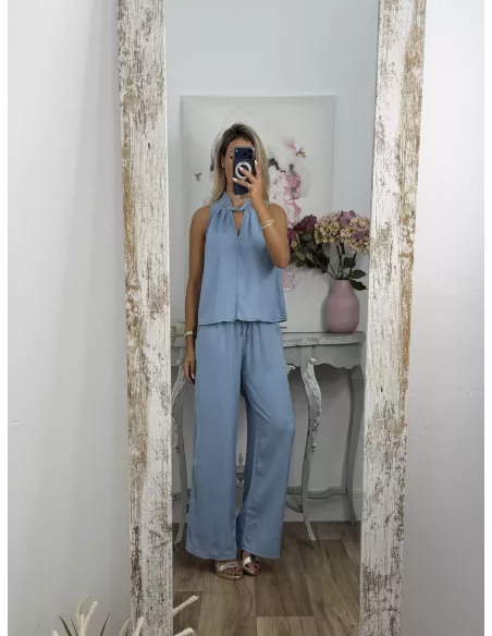 Top perkins denim claro