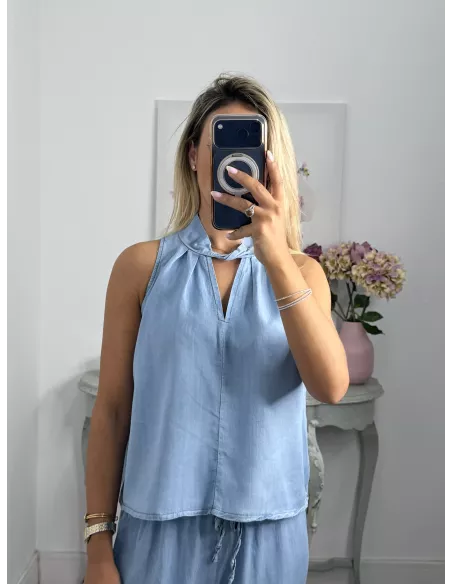 Top perkins denim claro