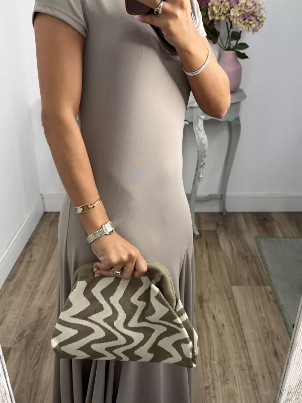 Bolso taupe y beige