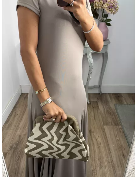 Bolso taupe y beige