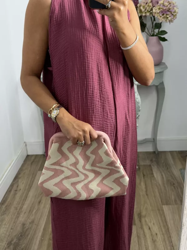 Bolso rosa y beige