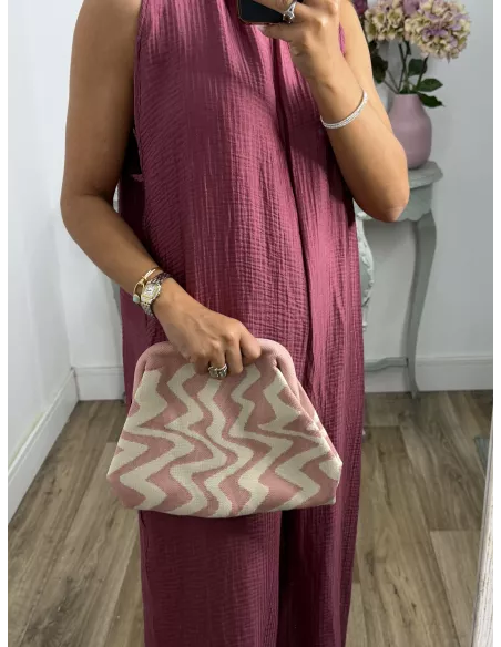 Bolso rosa y beige