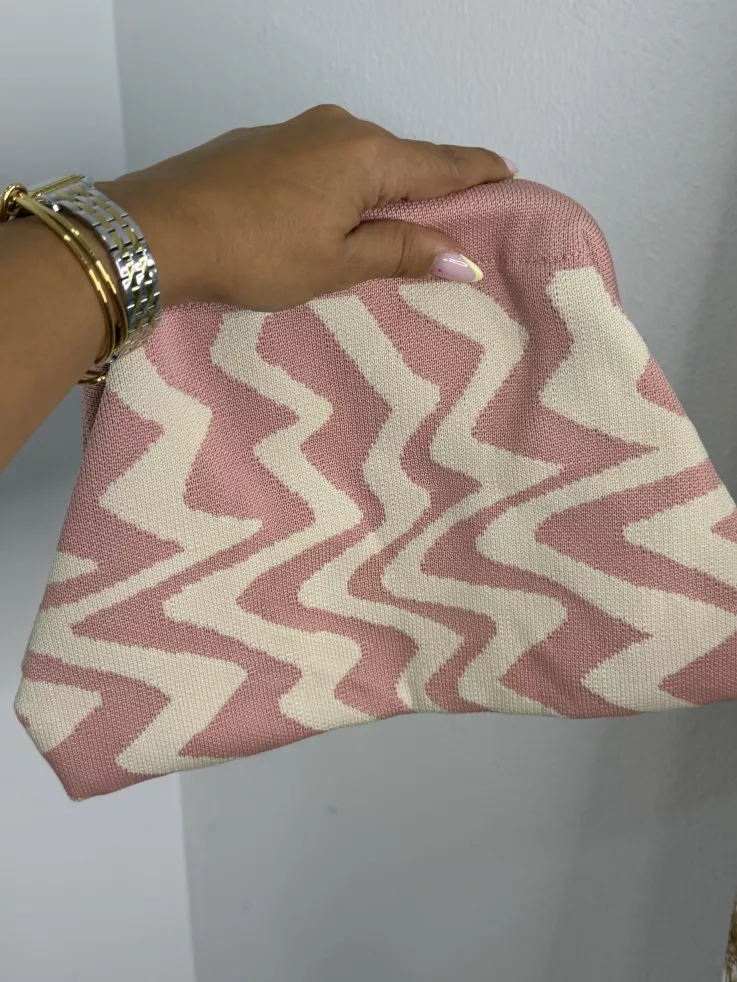 Bolso rosa y beige