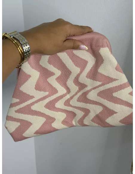 Bolso rosa y beige