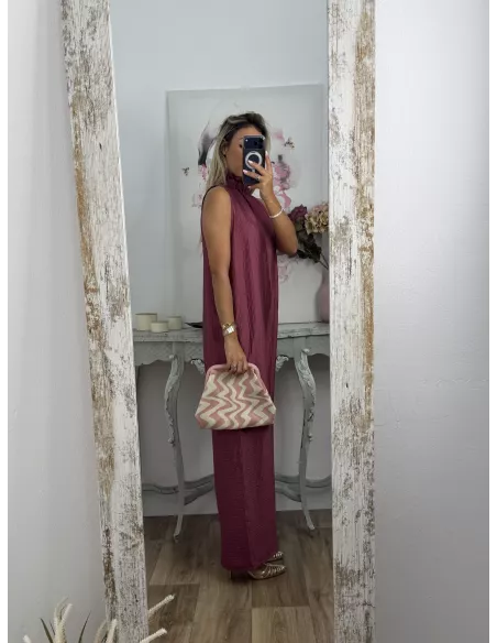 Bolso rosa y beige