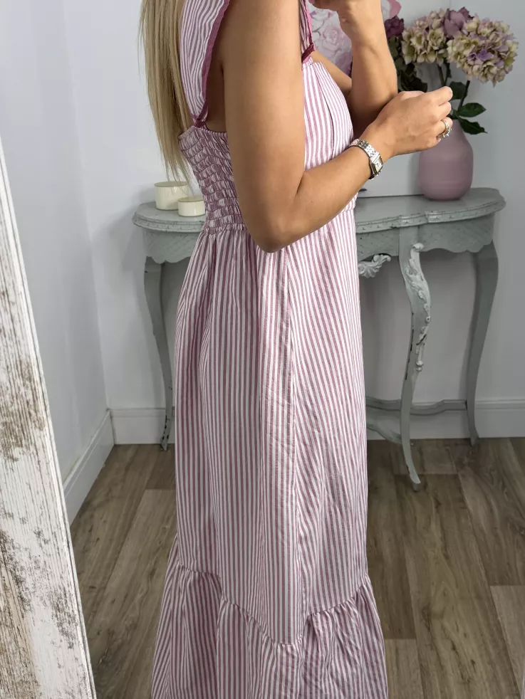 Vestido Loreto de rayas rosa