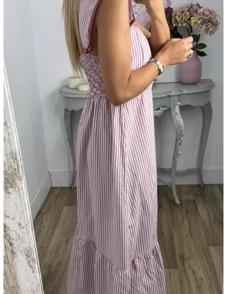 Vestido Loreto de rayas rosa
