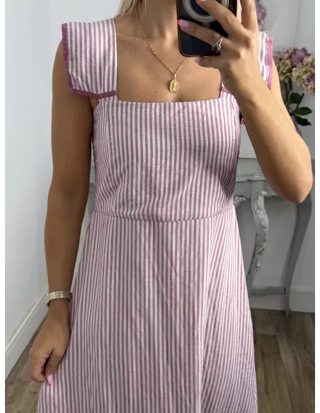 Vestido Loreto de rayas rosa