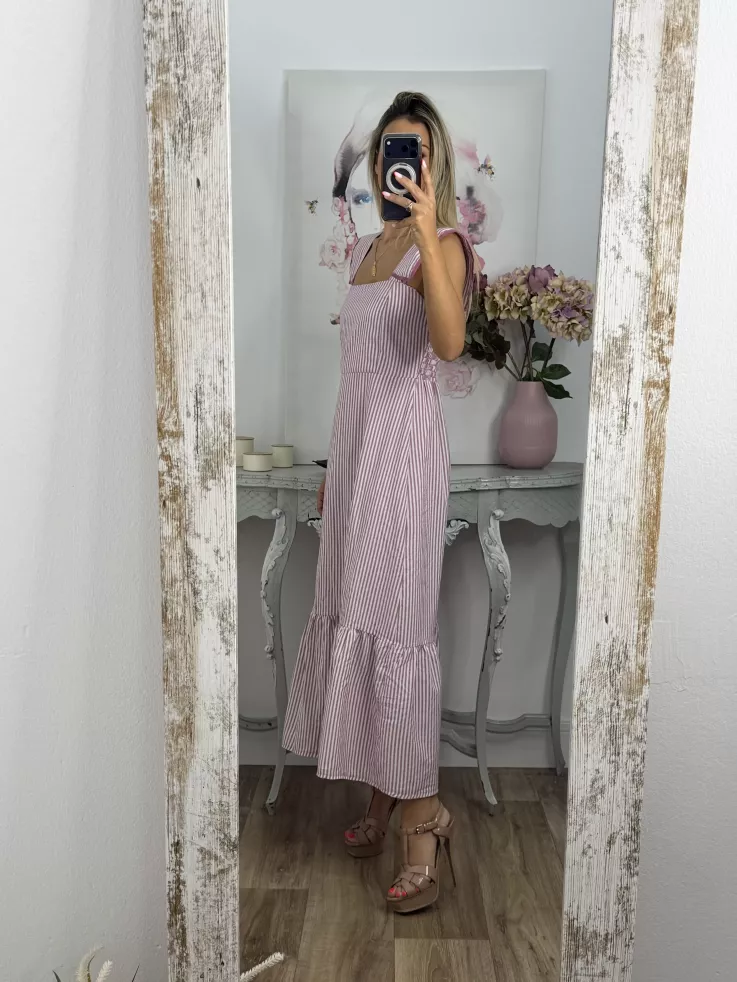 Vestido Loreto de rayas rosa