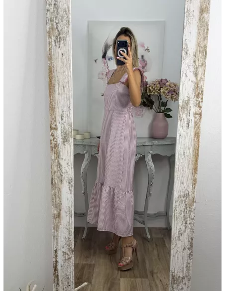 Vestido Loreto de rayas rosa