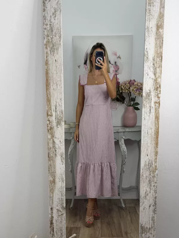 Vestido Loreto de rayas rosa