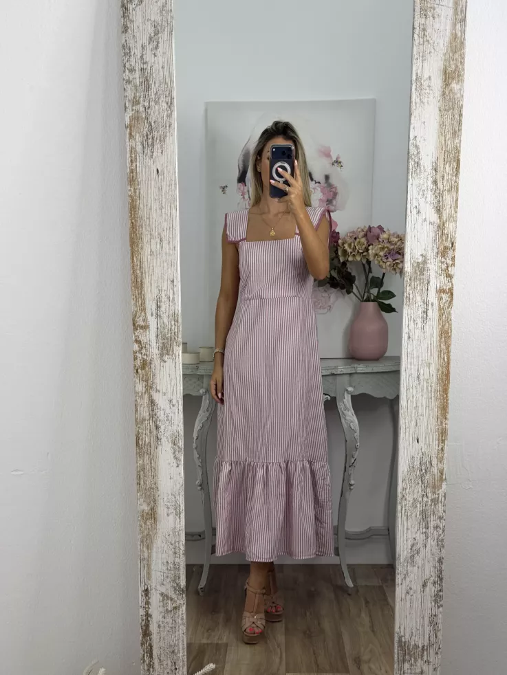 Vestido Loreto de rayas rosa