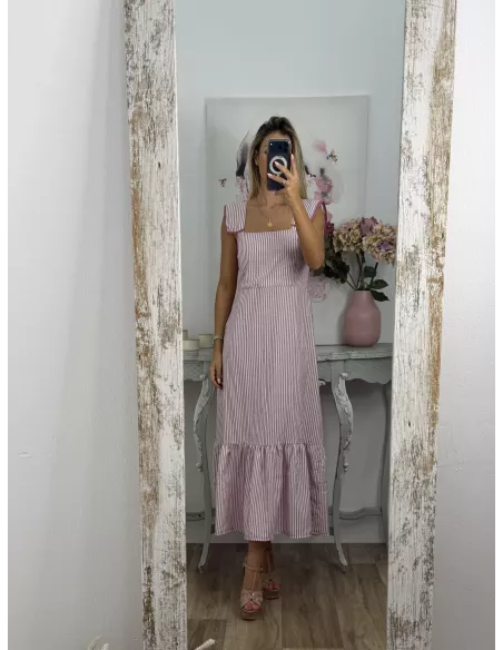 Vestido Loreto de rayas rosa