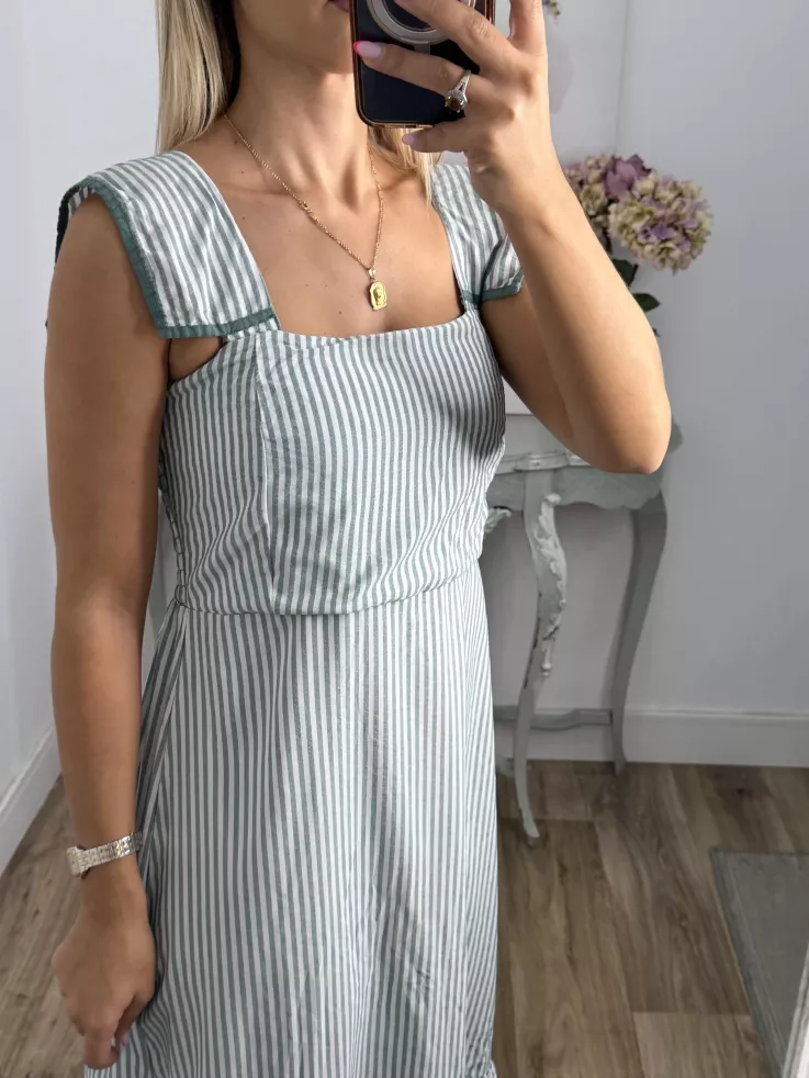 Vestido Loreto de rayas verdeagua