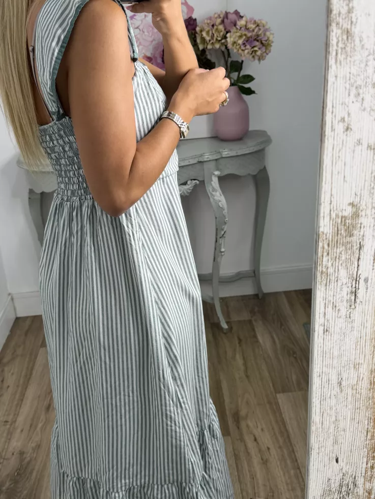 Vestido Loreto de rayas verdeagua