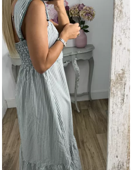 Vestido Loreto de rayas verdeagua