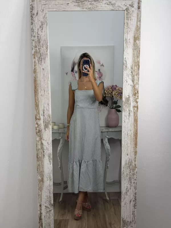 Vestido Loreto de rayas verdeagua