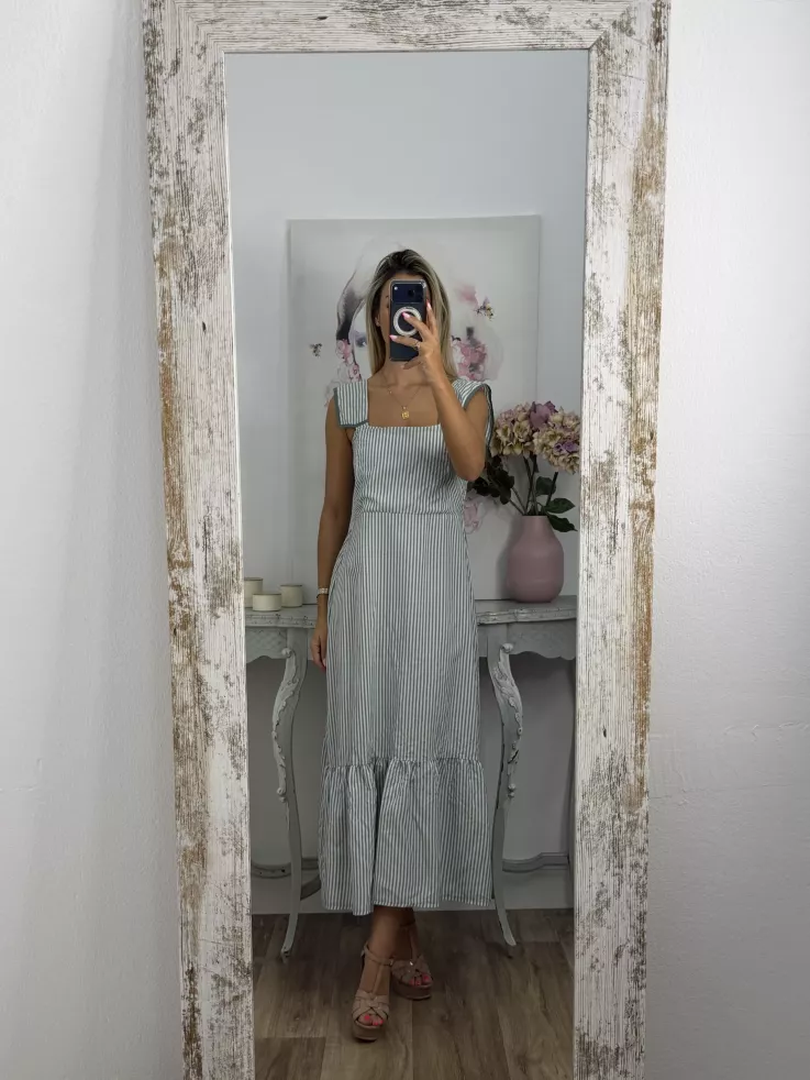 Vestido Loreto de rayas verdeagua