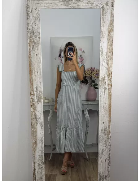 Vestido Loreto de rayas verdeagua