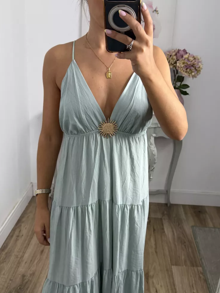 Vestido broche Sol verdeagua