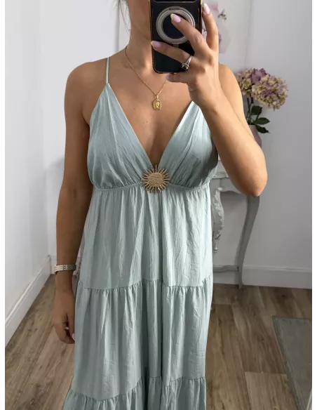 Vestido broche Sol verdeagua