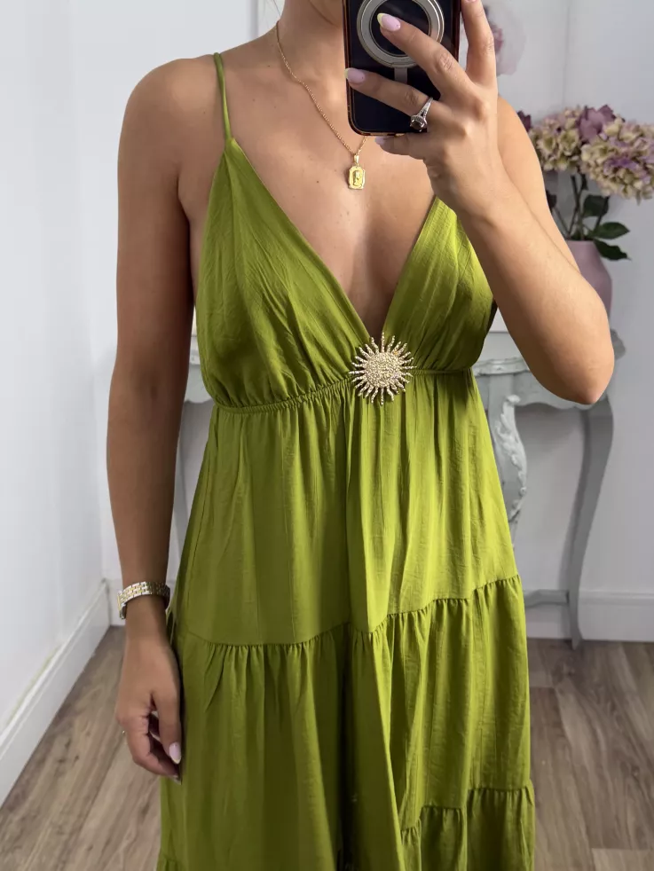 Vestido broche Sol verde