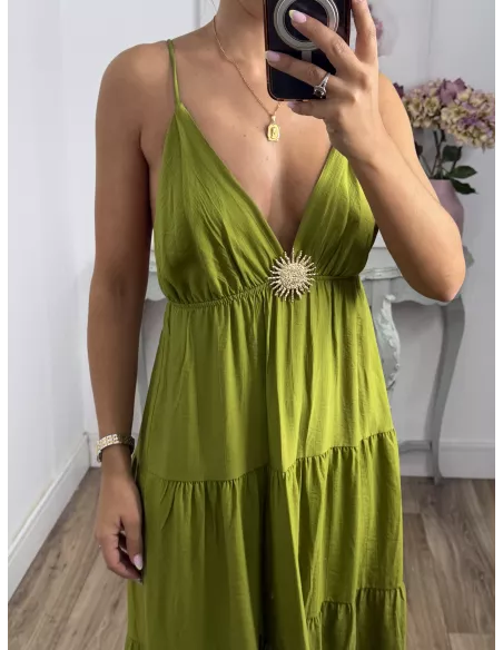 Vestido broche Sol verde