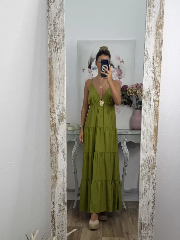 Vestido broche Sol verde