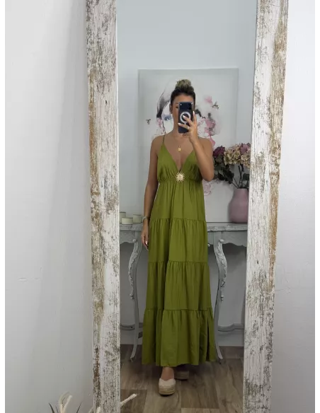 Vestido broche Sol verde