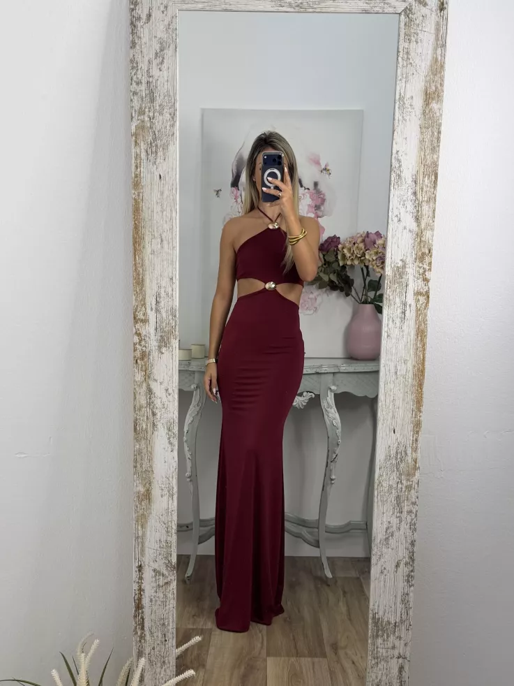 Vestido Coral de punto burdeos