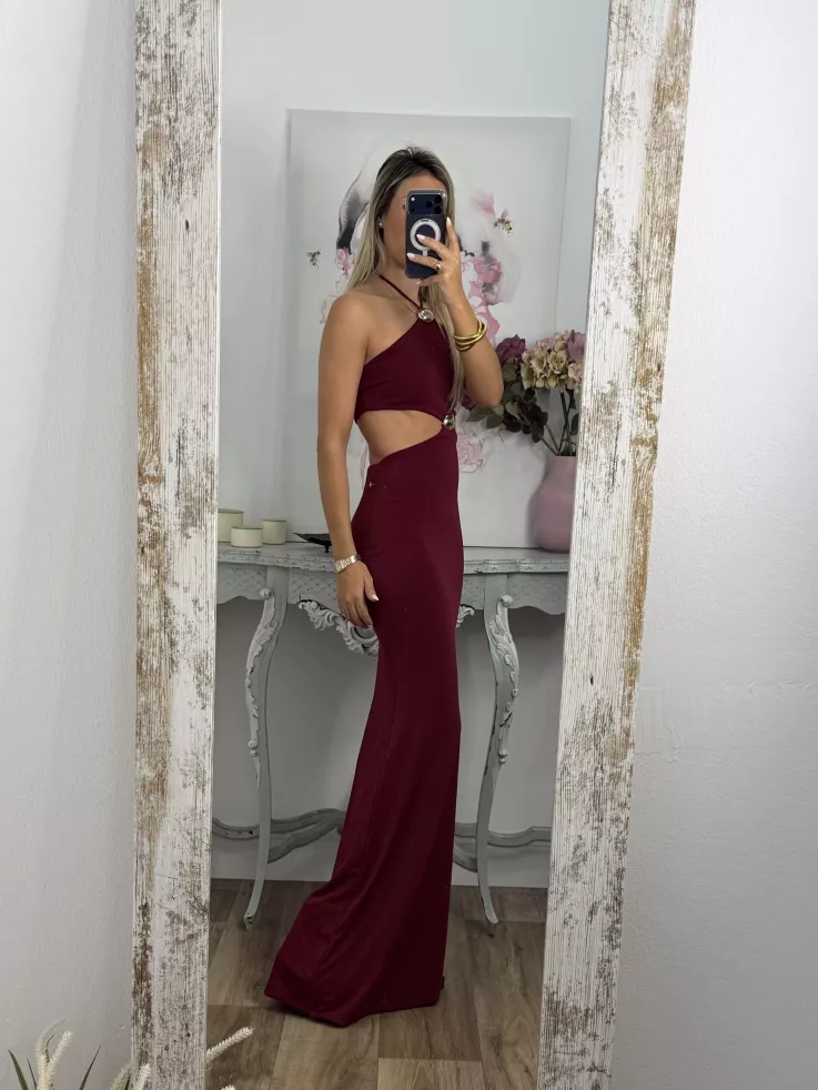 Vestido Coral de punto burdeos