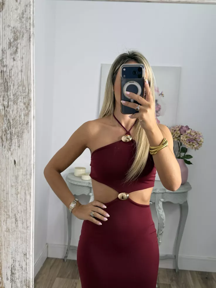 Vestido Coral de punto burdeos